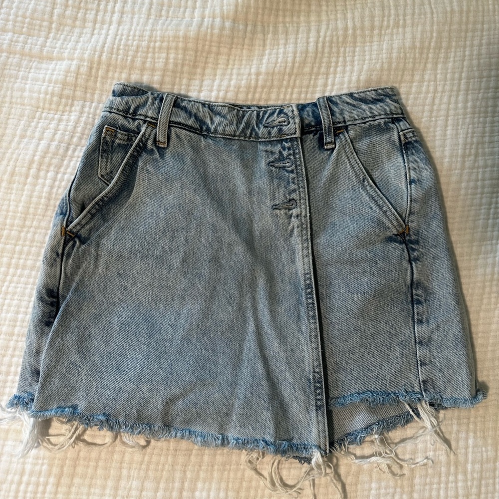 Gap Denim Mini Skort with Frayed Hem